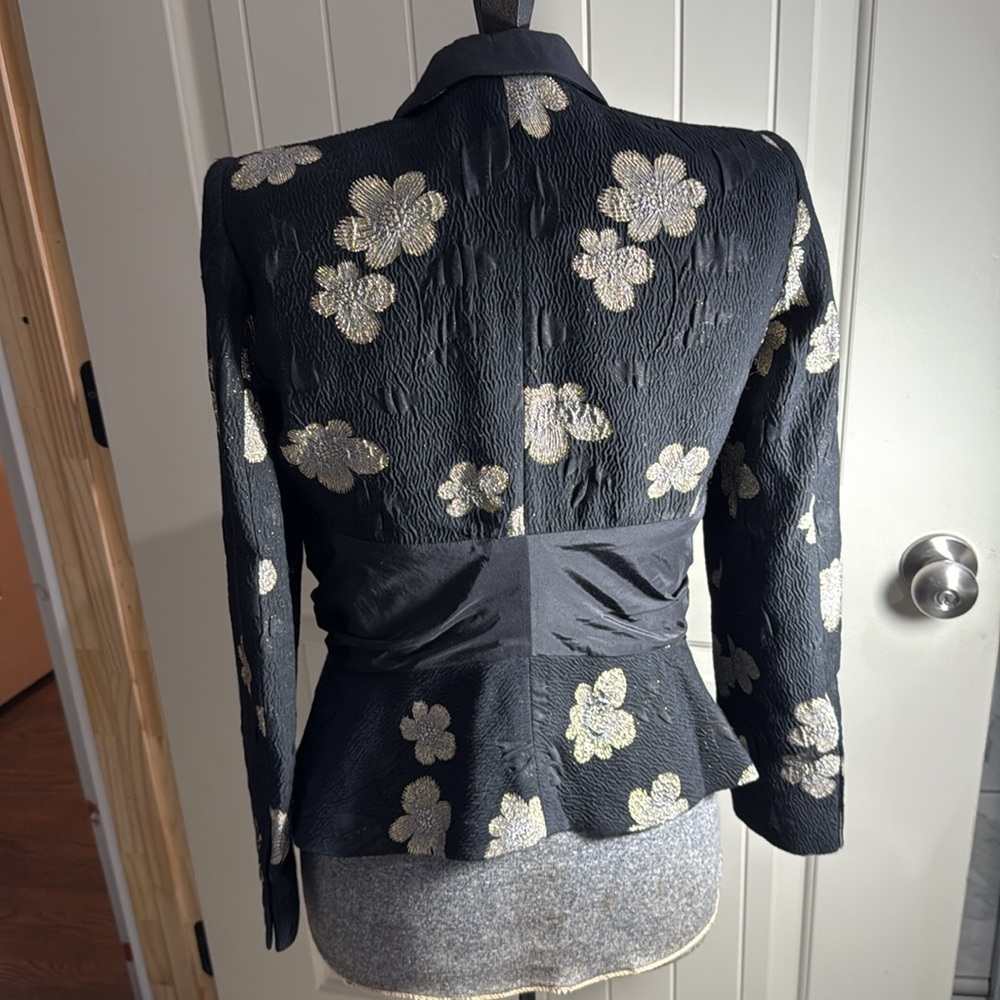 Etro Black Blazer with Gold Floral Embroidery - Picture 3 of 4